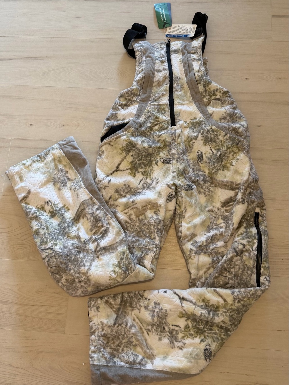 Haley Vines White & Gray Camo Bib Pants - Size 1